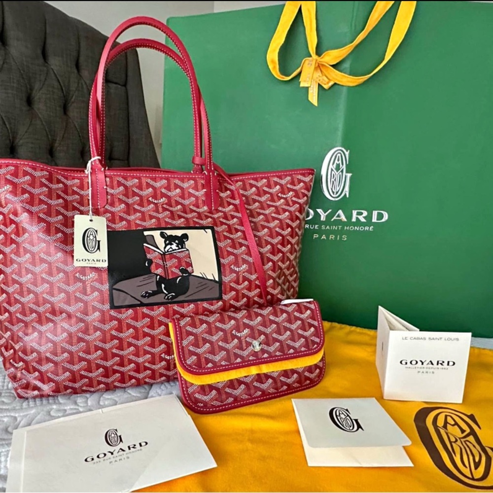 Goyard Totes in Red and Yellow with Iconic Pattern